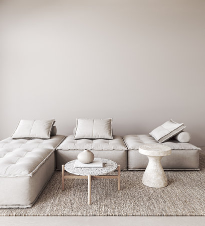 Modern neutral living room with stylish decor