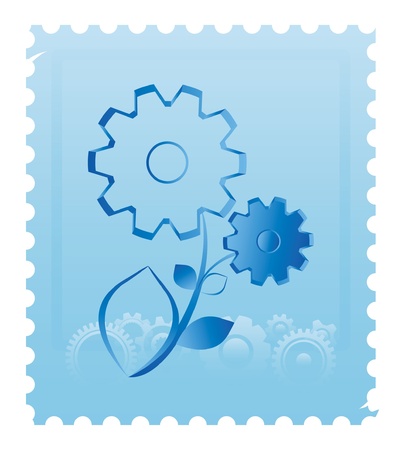 Postal stamp with an iron flower  eps 8のイラスト素材