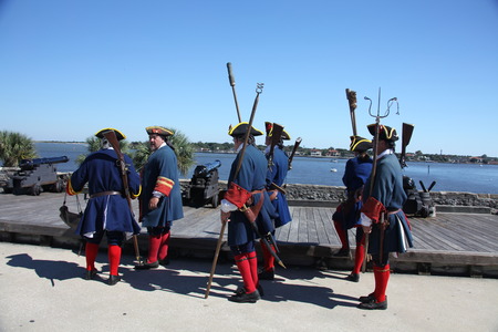 historical performance in Castillo de San Marcosのeditorial素材