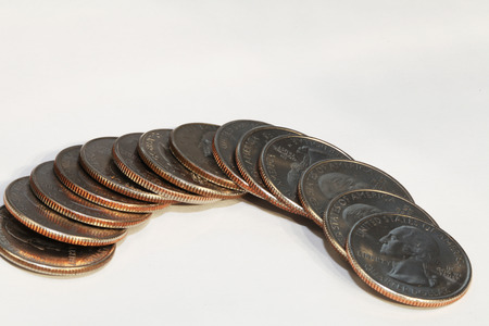 Close up of US coinsの写真素材