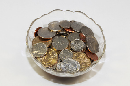 Close up of US coinsの写真素材