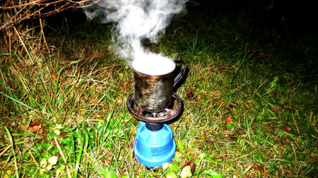 Coffee in nature at nightの写真素材