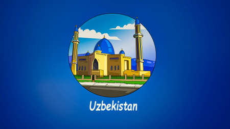 Cities of the world in cartoon stylization, Uzbekistanの写真素材
