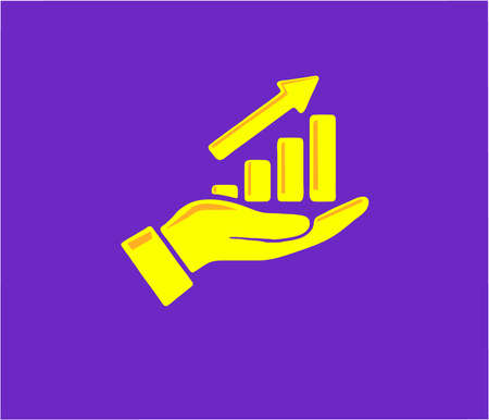 The economy graph in hand, an arrow of a percentage goes higherのイラスト素材
