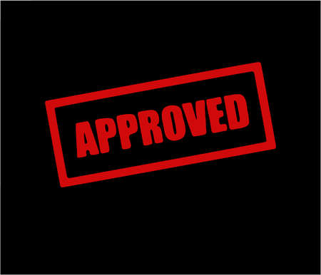 Vector sign approved. 2d vector drawing on a black background.のイラスト素材