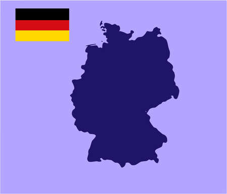 Germany map and flag, 2d vector drawing, simplified map illustrationのイラスト素材