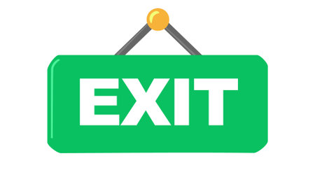 Flat illustration of a signboard with the inscription exit.