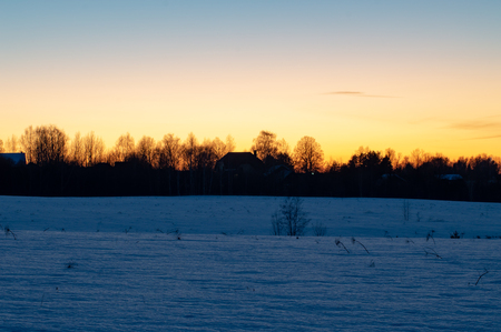 Nature of Moscow region 2019. Winter landscape of the Russian province. Sergiev Posad,の写真素材