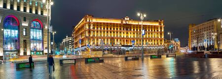 City the Moscow .Lubyanka square,building of the Federal security Service of Russia,Central children's store.Night view of the city.Russia.2019のeditorial素材