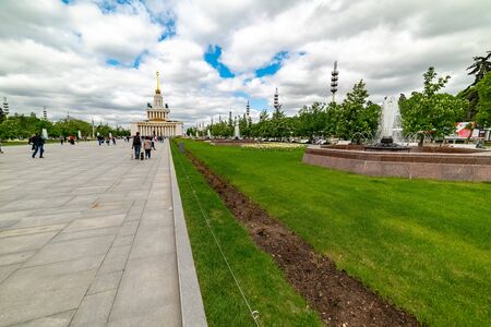 City the Moscow .14 fountains in the Central alley of VDNKH.Russia.2019の写真素材