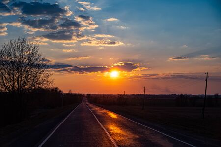 warm spring sunset .Moscow region.Russia.2019の写真素材