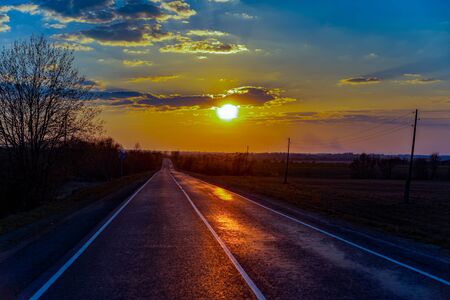 warm spring sunset .Moscow region.Russia.2019の写真素材