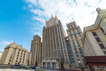 City the Moscow .view of the Ministry of foreign Affairs,Smolenskaya-Sennaya square.Russia.2019のeditorial素材