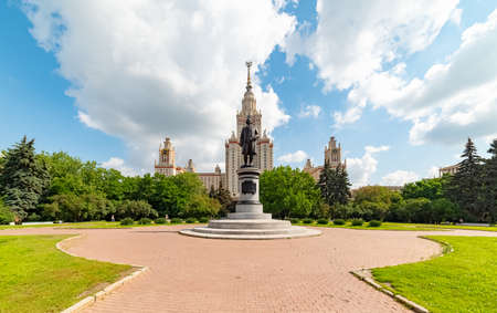 City the Moscow .view of the Moscow State University named after M.V. Lomonosov.Monument to Mikhail Lomonosov.Russia.2019のeditorial素材