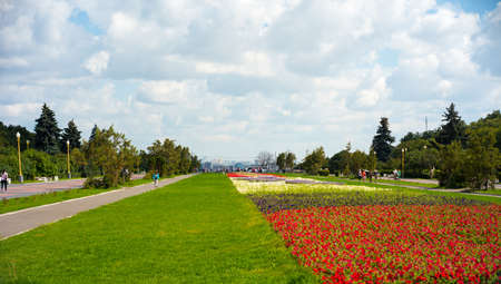 City the Moscow .Central alley, observation deck on the Sparrow Hills.Moscow State University named after M.V. Lomonosov.Russia.のeditorial素材