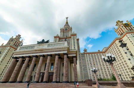City the Moscow .view of the Moscow State University named after M.V. Lomonosov.central building of the university complex.Russia.2019のeditorial素材