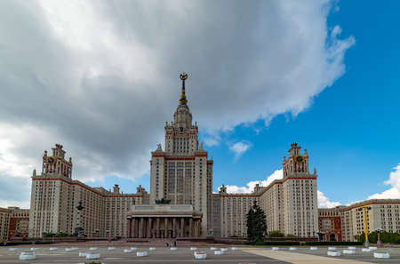 City the Moscow .view of the Moscow State University named after M.V. Lomonosov.central building of the university complex.Russia.2019のeditorial素材