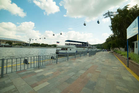 City the Moscow .Cableway Luzhniki-Vorobyovy Gory,Moscow River Embankment - Sparrow Hills.Russia.のeditorial素材