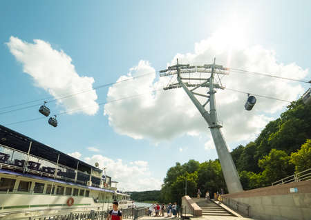 City the Moscow .Cableway Luzhniki-Vorobyovy Gory,Moscow River Embankment - Sparrow Hills.Russia.のeditorial素材