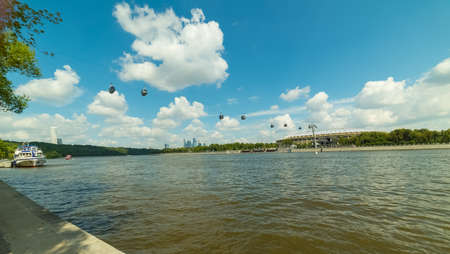 City the Moscow .Cableway Luzhniki-Vorobyovy Gory,Moscow River Embankment - Sparrow Hills.Russia.のeditorial素材