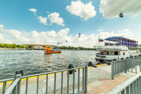 City the Moscow .Cableway Luzhniki-Vorobyovy Gory,Moscow River Embankment - Sparrow Hills.Russia.のeditorial素材