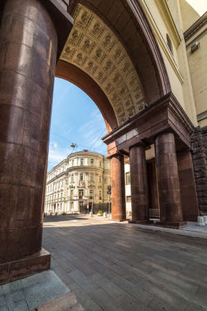 City the Moscow. House on Tverskaya-9, architect Alexander Zhukov, it was built by captured Germans, Russia.の写真素材