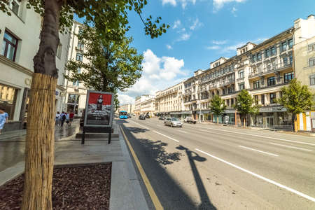 City the Moscow .Tverskaya passes from Manezhnaya Square through the Tverskaya District, Russia.のeditorial素材