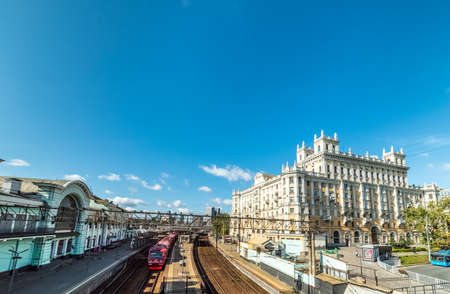 City the Moscow .The building was built in the style of "Stalin's Empire", left Belorussky railway station.Russia.2019のeditorial素材