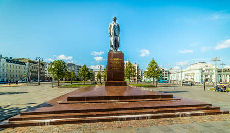 City the Moscow .Monument to Maxim Gorky on Tverskaya Zastava Square.Russia.2019のeditorial素材