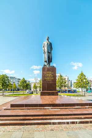 City the Moscow .Monument to Maxim Gorky on Tverskaya Zastava Square.Russia.2019のeditorial素材