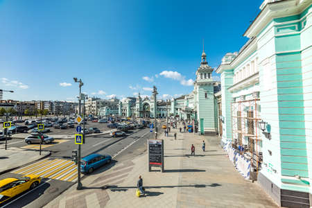 City the Moscow .Belorussky railway station, one of the nine railway stations in Moscow, Located on Tverskaya Zastava Square.Russia.2019のeditorial素材