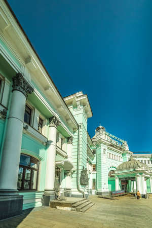 City the Moscow .Belorussky railway station, one of the nine railway stations in Moscow, Located on Tverskaya Zastava Square.Russia.2019のeditorial素材