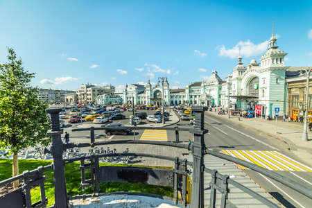 City the Moscow .Belorussky railway station, one of the nine railway stations in Moscow, Located on Tverskaya Zastava Square.Russia.2019のeditorial素材