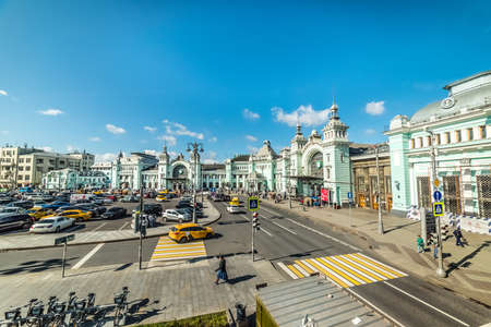 City the Moscow .Belorussky railway station, one of the nine railway stations in Moscow, Located on Tverskaya Zastava Square.Russia.2019のeditorial素材