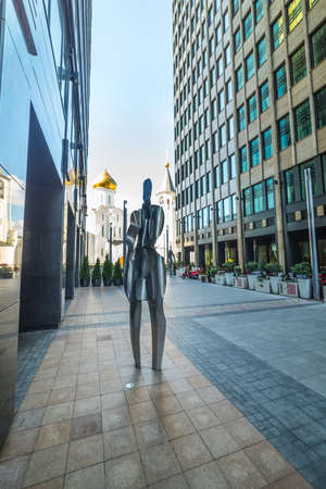 Forest street, sculptural composition "White City". Seven gigantic tinplate figures.Russia.2019のeditorial素材