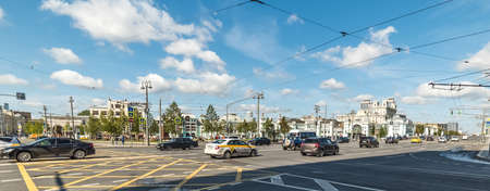 City the Moscow .View of Tverskaya Zastava Square near Belorussky Train Station.Russia.2019の写真素材