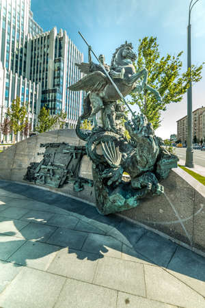 City the Moscow .Archangel Michael spear striking dragon. Russia. 2019のeditorial素材