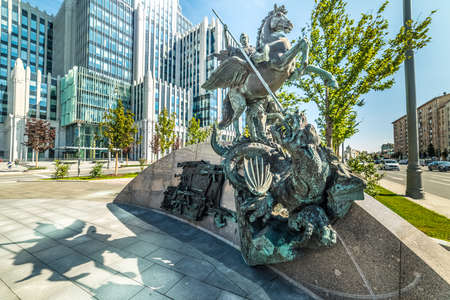 City the Moscow .Archangel Michael spear striking dragon. Russia. 2019のeditorial素材