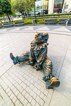 City the Moscow .bronze figures of clowns in front of Nikulin's circus.Russia.2019のeditorial素材