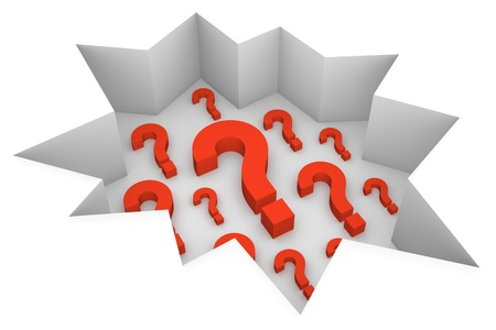 Breach with red interrogation marks on the bottom. 3d rendering.の写真素材