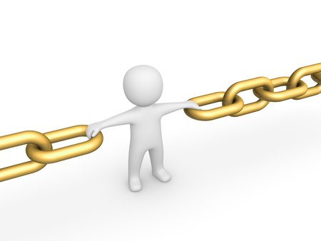 3d man as a link of the chainの写真素材