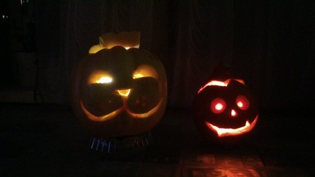 Funny Halloween pumpkinの写真素材