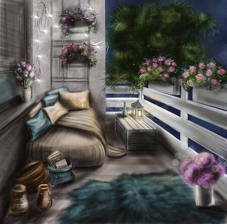 3d illustration - interior for design project. The interior of a cozy room, office space, kitchen, bedroom, toilet room, bathroom, living room - in an apartment, in a country house, in a cottage, in a castle, in a villa, in a barn, in a hut , in a cave, in a dugout.の写真素材