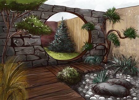 3d illustration - chic personal garden for a project design.の写真素材