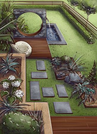 3d illustration - chic personal garden for a project design.の写真素材
