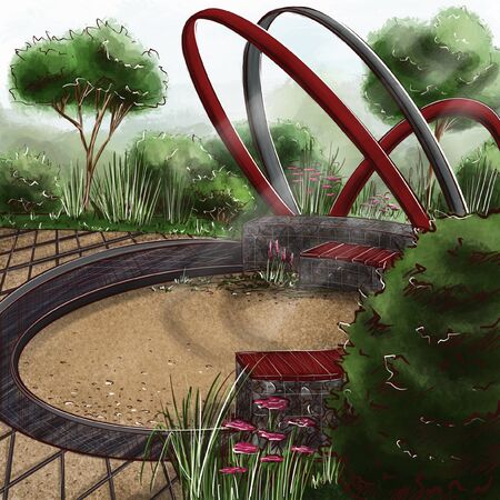 3d illustration - chic personal garden for a project design.の写真素材