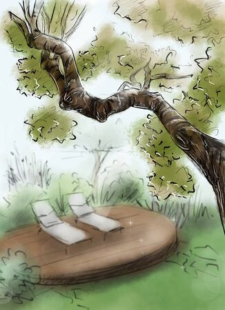 3d illustration - chic personal garden for a project design.の写真素材