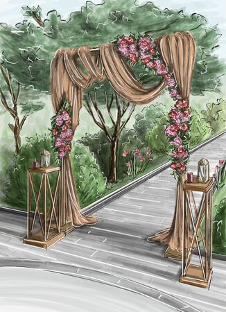3d illustration - chic personal garden for a project design.の写真素材