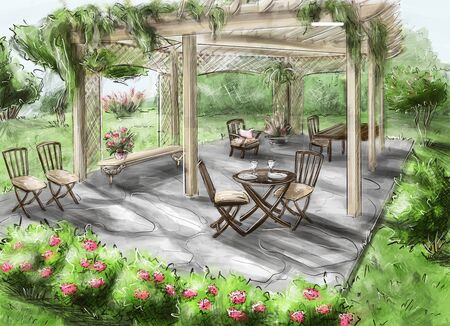 3d illustration - chic personal garden for a project design.の写真素材
