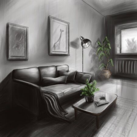 The interior of a cozy bedroom. Romance, beautiful views, excellent linens. The pleasure of privacy.  illustration 3dの写真素材